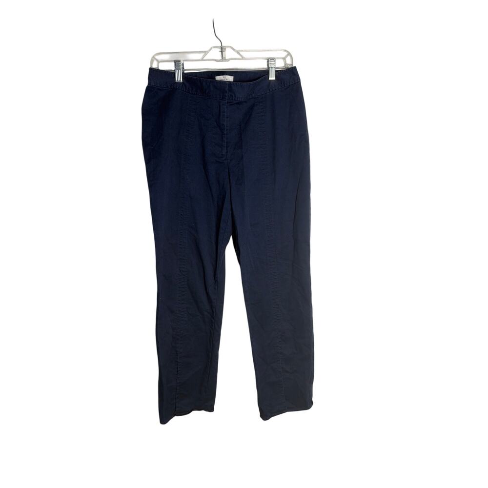 Halston Women Size 10 Navy Blue Dress Pants Straight Leg Stretch Trousers